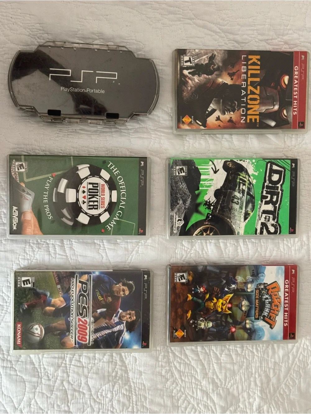 Sony PlayStation Portable (PSP) no charger comes with 5 games included